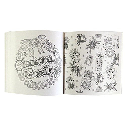 Colouring Therapy, Christmas Premium Adult Colouring Book - 60 Designs to Colour - Size 210mm x 210mm - hanrattycraftsgifts.co.uk