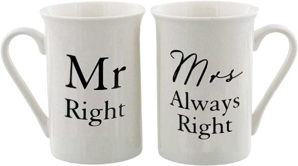 Amore Mr Right and Mrs Always Right by Amore Pair of China Mugs by Amore