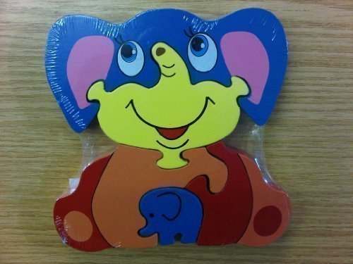 Childrens Kids Wooden Zoo Shape Puzzle Jigsaw Elephant & Baby - hanrattycraftsgifts.co.uk