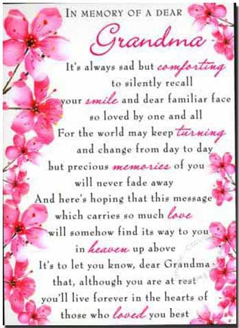 Grave Card - In Memory Of A Dear Grandma - Free Card Holder - M09 - hanrattycraftsgifts.co.uk