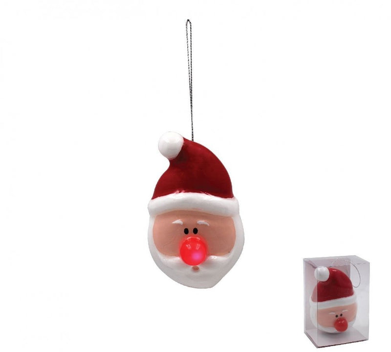 Santa - Light up LED Christmas Tree Bauble - hanrattycraftsgifts.co.uk