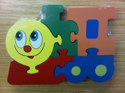 Childrens Kids Wooden Train Shape Transport Puzzles 12Months + - hanrattycraftsgifts.co.uk