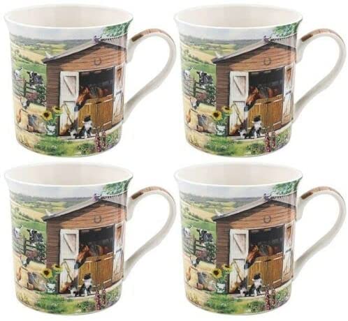 Lesser & Pavey New Design Set of 4 China Mugs Farmhouse LP94755
