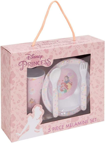 Widdop Disney Princess Ariel Snow White Cinderella 5 Piece Boxed Melamine Children's Breakfast Dining Set DI606