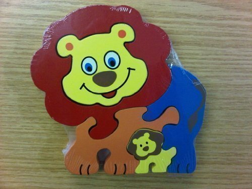 Childrens Kids Wooden Zoo Shape Puzzle Jigsaw Lion & Baby - hanrattycraftsgifts.co.uk