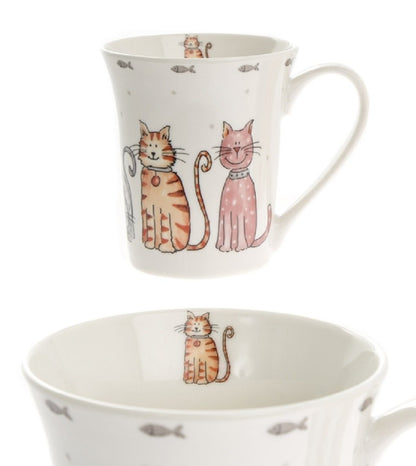 Cute Cat Mug - China Cat Mug - Twin Cats - hanrattycraftsgifts.co.uk