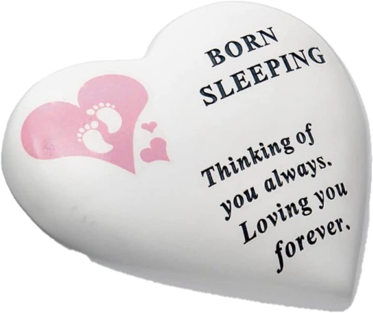 Baby Graveside Memorial Heart Ornament Footprints - Born Sleeping - Pink / Girl