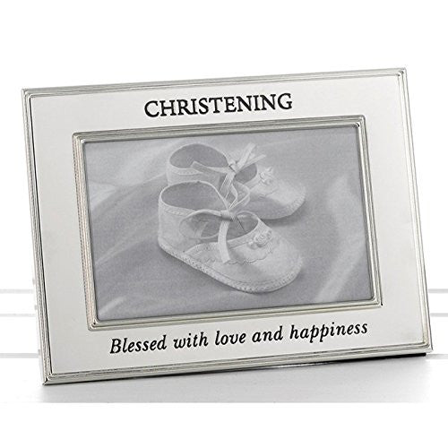 Christening - Polished Silver Message Band Photo Frame (74204) - hanrattycraftsgifts.co.uk