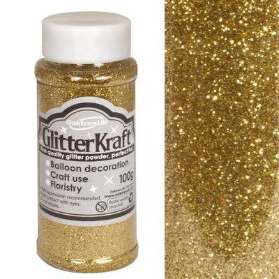 Ballon Decoration/ Craft Glitter - Glitter Kraft Metallic Gold Powder 100g - hanrattycraftsgifts.co.uk