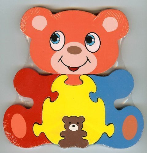 Traditional Wood'n'Fun: Baby/Toodler Wooden Colourful Bear & Cub Jigsaw/Puzzle - hanrattycraftsgifts.co.uk