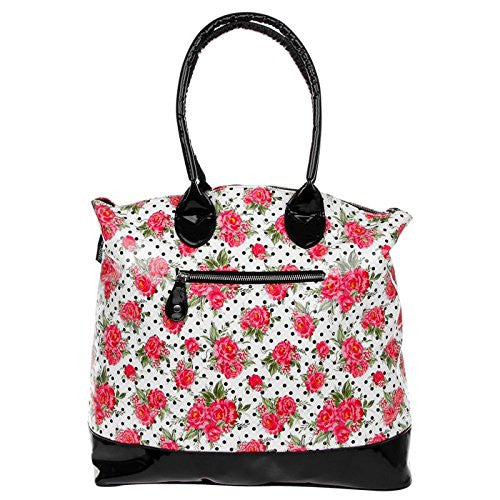 Jessie Steele Pink Floral Spotty 50cm Large Tote Overnight Bag Shopper Handbag LP71149 - hanrattycraftsgifts.co.uk