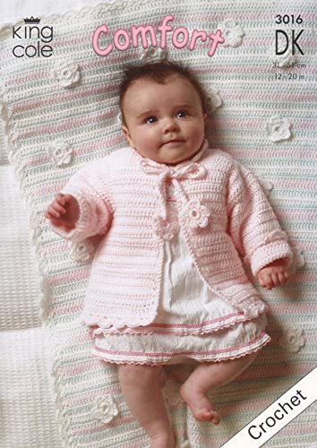 King Cole Baby and Pram Set Comfort Blanket dk Crochet Pattern 3016