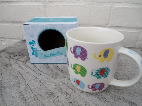 Bone China Mug "Dotty Elephants" Presented in a Gift Box - Design by Lauren Billingham - hanrattycraftsgifts.co.uk