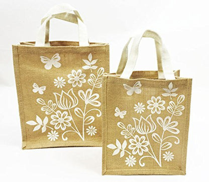 Brown Canvas Bag Mothers Day Gift Wrap Present With Handles Small Medium Large-Large(11x12") - hanrattycraftsgifts.co.uk