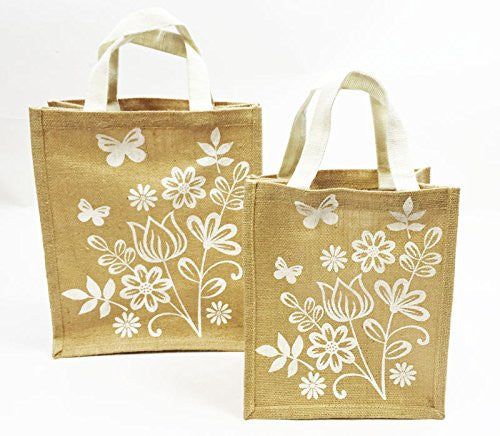 Brown Canvas Bag Mothers Day Gift Wrap Present With Handles Small Medium Large-Large(11x12") - hanrattycraftsgifts.co.uk