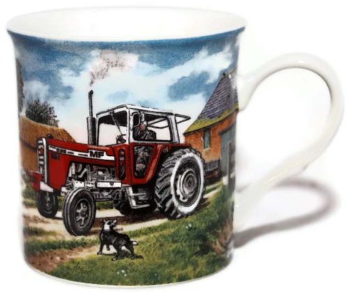 Massey Ferguson 595 Farm Tractor - Fine Art Watercolour China Gift Mug - hanrattycraftsgifts.co.uk