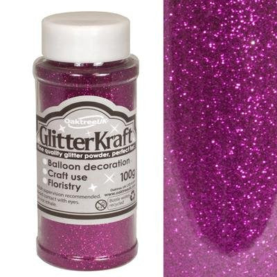 Balloon Decoration / Craft Glitter - Glitter Kraft Fuchsia Powder 100g - hanrattycraftsgifts.co.uk