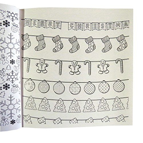 Colouring Therapy, Christmas Premium Adult Colouring Book - 60 Designs to Colour - Size 210mm x 210mm - hanrattycraftsgifts.co.uk
