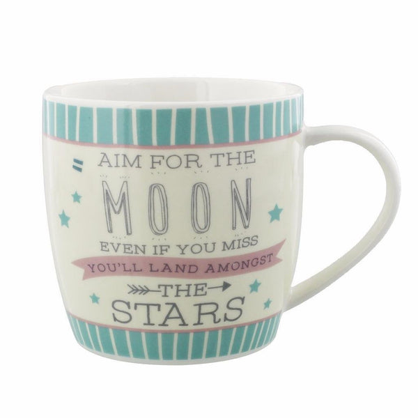 Novelty Tea Or Coffee Mug Gift For Her - Aim For the Moon - hanrattycraftsgifts.co.uk