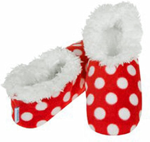 Snoozies Polka Dot Fleece Slippers: Red: Size Small (3-4)