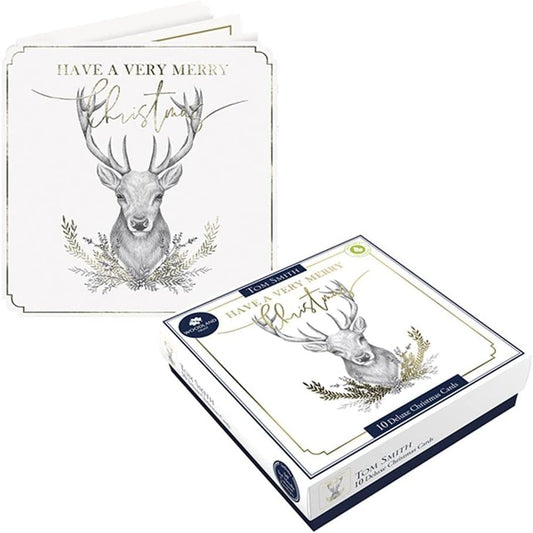 Tom Smith Deer Square Christmas Cards - 10 Pack