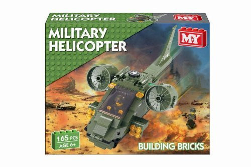 MILITARY ARMY HELICOPTER BUILDING BRICK SET 165PC - hanrattycraftsgifts.co.uk