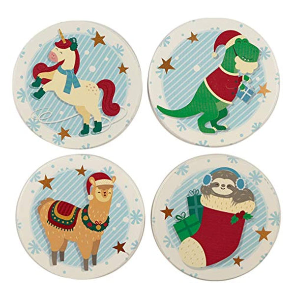 Puckator Festive Friends Set of 4 Christmas Coasters