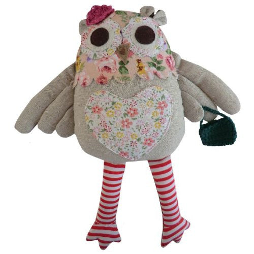 PATCHWORK OWL SOFT TOY - 20cm - POWELL CRAFT - hanrattycraftsgifts.co.uk