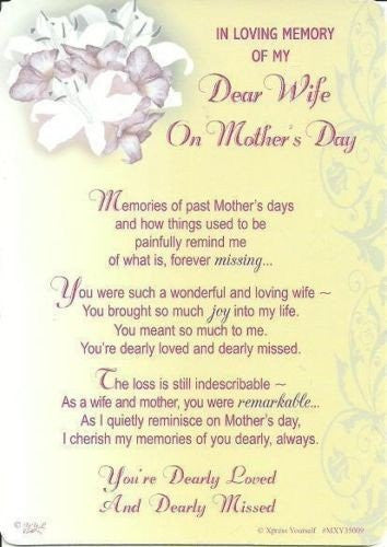 Loving Memory Mother's Day Graveside Memorial Card & Holder 5.75 x 4"- Dear Wife 35009 - hanrattycraftsgifts.co.uk