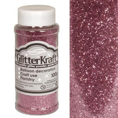 Balloon Decoration/ Craft Glitter - Glitter Kraft Pink Powder 100g - hanrattycraftsgifts.co.uk