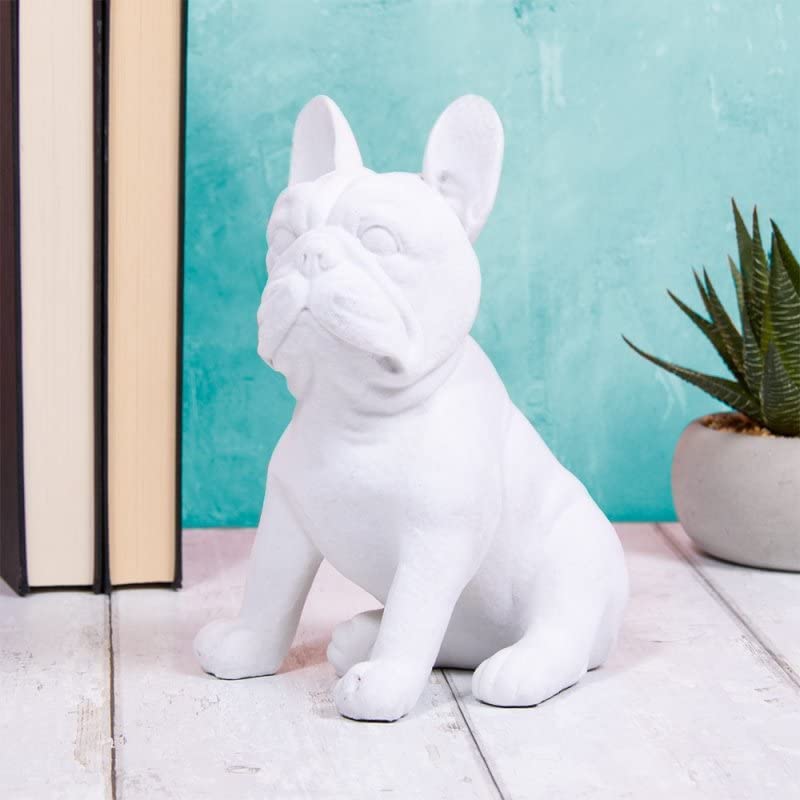 White Velvet French Bulldog Sitting Ornament Dog Puppy Velveteen Figurine