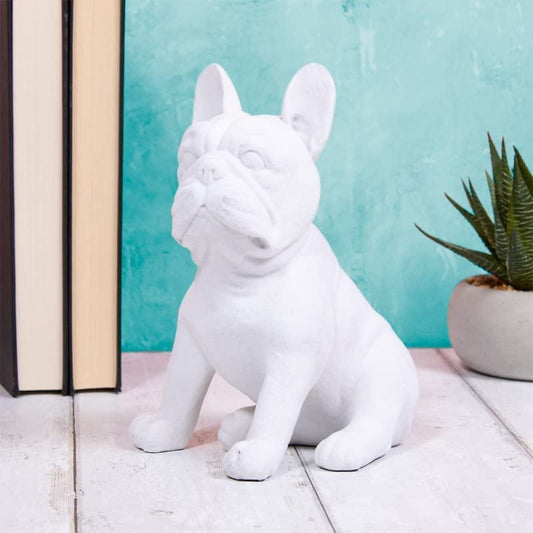 White Velvet French Bulldog Sitting Ornament Dog Puppy Velveteen Figurine