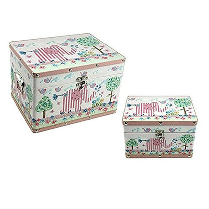 Pink Toy Box Or Keepsake Box Set With Little Bird And Elephant Design - hanrattycraftsgifts.co.uk