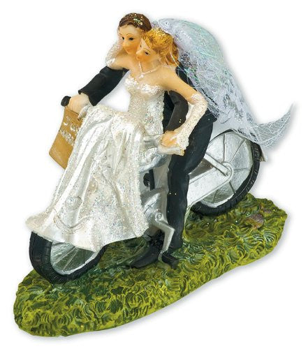 CLUB GREEN Resin Bride and Groom On Bicycle, White, 120 x 60 x 100 mm - hanrattycraftsgifts.co.uk