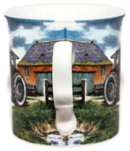 Massey Ferguson 595 Farm Tractor - Fine Art Watercolour China Gift Mug - hanrattycraftsgifts.co.uk