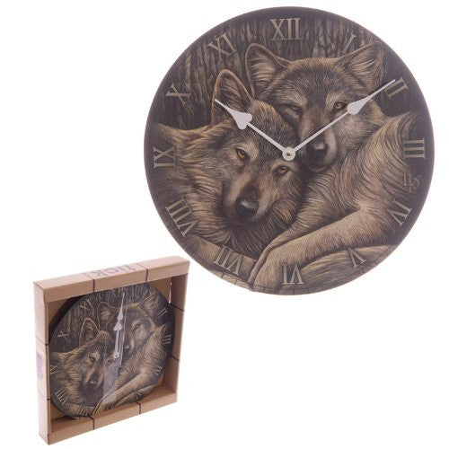 Puckator CKP85 Lisa Parker Clock with Wolves 3 x 30 x 30 cm - hanrattycraftsgifts.co.uk