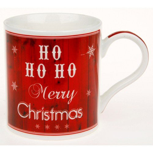 Vintage Lane - Red & White Ho Ho Ho Merry Christmas Mug with Gift Box - hanrattycraftsgifts.co.uk