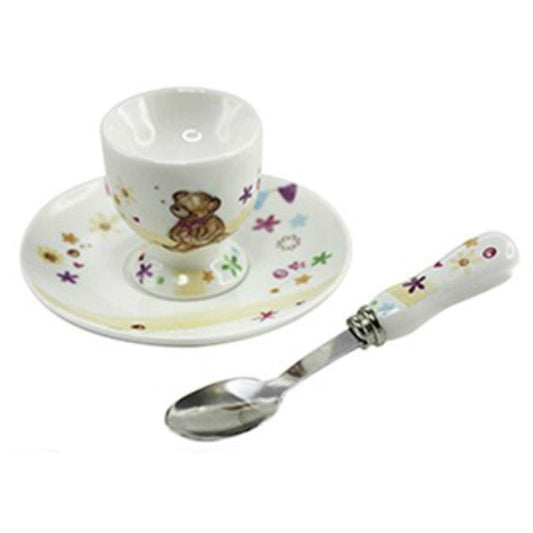 Little Bear Hugs Collection Egg Cup and Spoon Gift Set - hanrattycraftsgifts.co.uk
