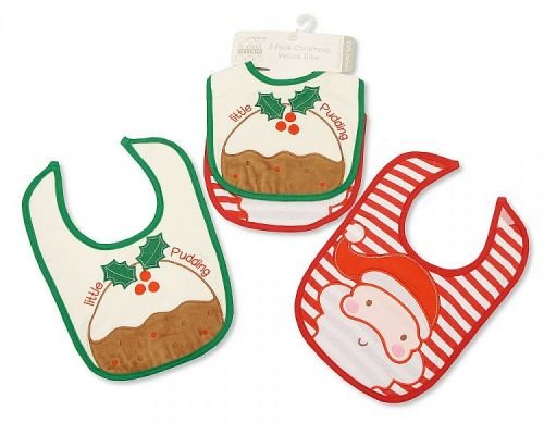 Baby Christmas Cotton Bibs 2 Pack - Little Pudding - hanrattycraftsgifts.co.uk