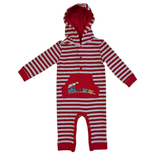powell craft train strippy hooded jumpsuit 6 - 12 months - hanrattycraftsgifts.co.uk