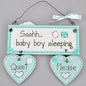 Ssshh.. Baby Boy Sleeping Keepsake Wooden Message Door Hanging Plaque - hanrattycraftsgifts.co.uk