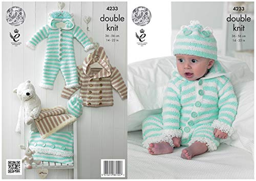 King Cole Cuddles DK Double Knitting Pattern Baby Clothes Set - Onesie Coat Hat & Blanket (4233) - hanrattycraftsgifts.co.uk