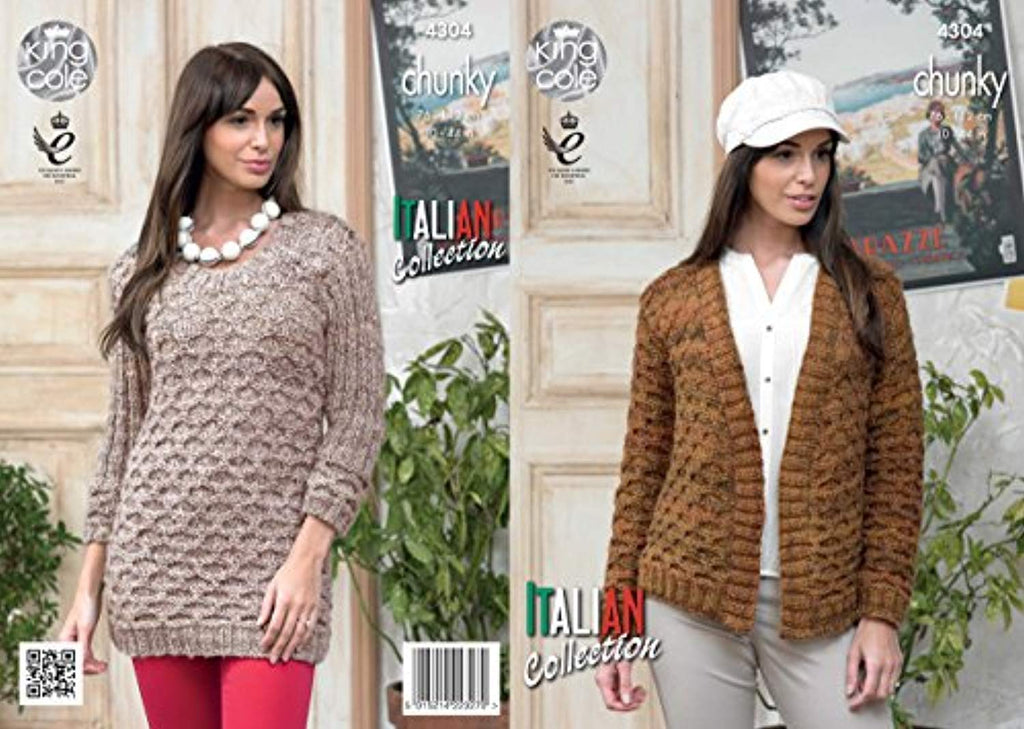 King Cole 4304 Knitting Pattern Leaflet Ladies Jacket and Sweater in Venice Chunky - hanrattycraftsgifts.co.uk