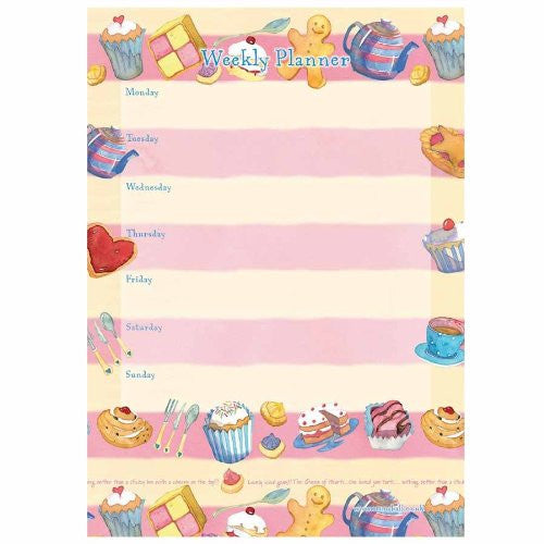 Weekly Planner Pad - TEATIME design - use as meal planner, jobs list or for messages - hanrattycraftsgifts.co.uk