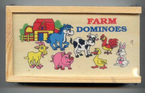 Wooden Dominos - Farm Animals with Wood Storage Box - hanrattycraftsgifts.co.uk