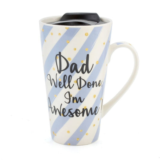 Lesser & Pavey "Dad, Well Done I'm Awesome" Travel Mug, Blue - hanrattycraftsgifts.co.uk