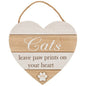 Heart Sign - Natural and White - Cat Paw Prints - hanrattycraftsgifts.co.uk
