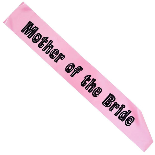Hen Party Sash: Wide Pink Mother Of Bride - hanrattycraftsgifts.co.uk