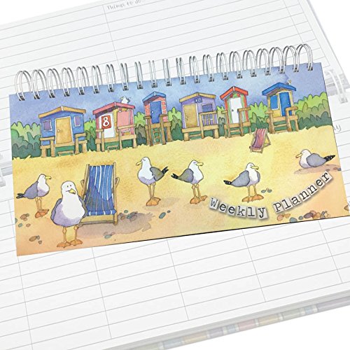 Weekly Planner/Wire Bound Desk Top Organiser ~ Emma Ball ~ COASTAL (Beach Huts) - hanrattycraftsgifts.co.uk