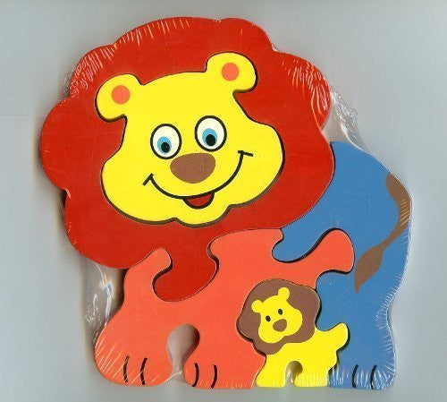 Traditional Wood'n'Fun: Baby/Toodler Wooden Colourful Lion & Cub Jigsaw/Puzzle - hanrattycraftsgifts.co.uk